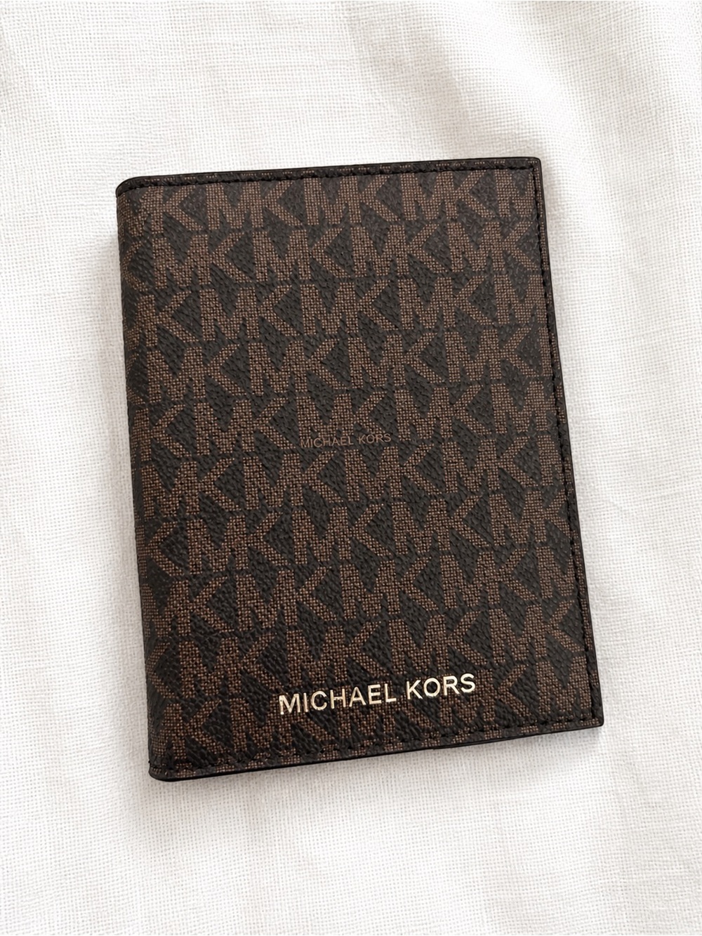 Michael Kors Dark Brown MK Monogram Wallet with Gold Logo